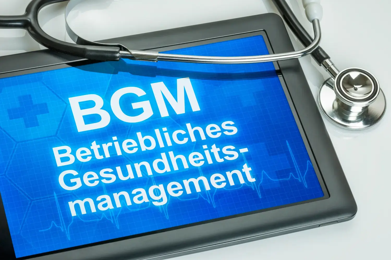AMBULogic - Tablet mit dem Text BGM Betriebliches Gesundheitsmanagement